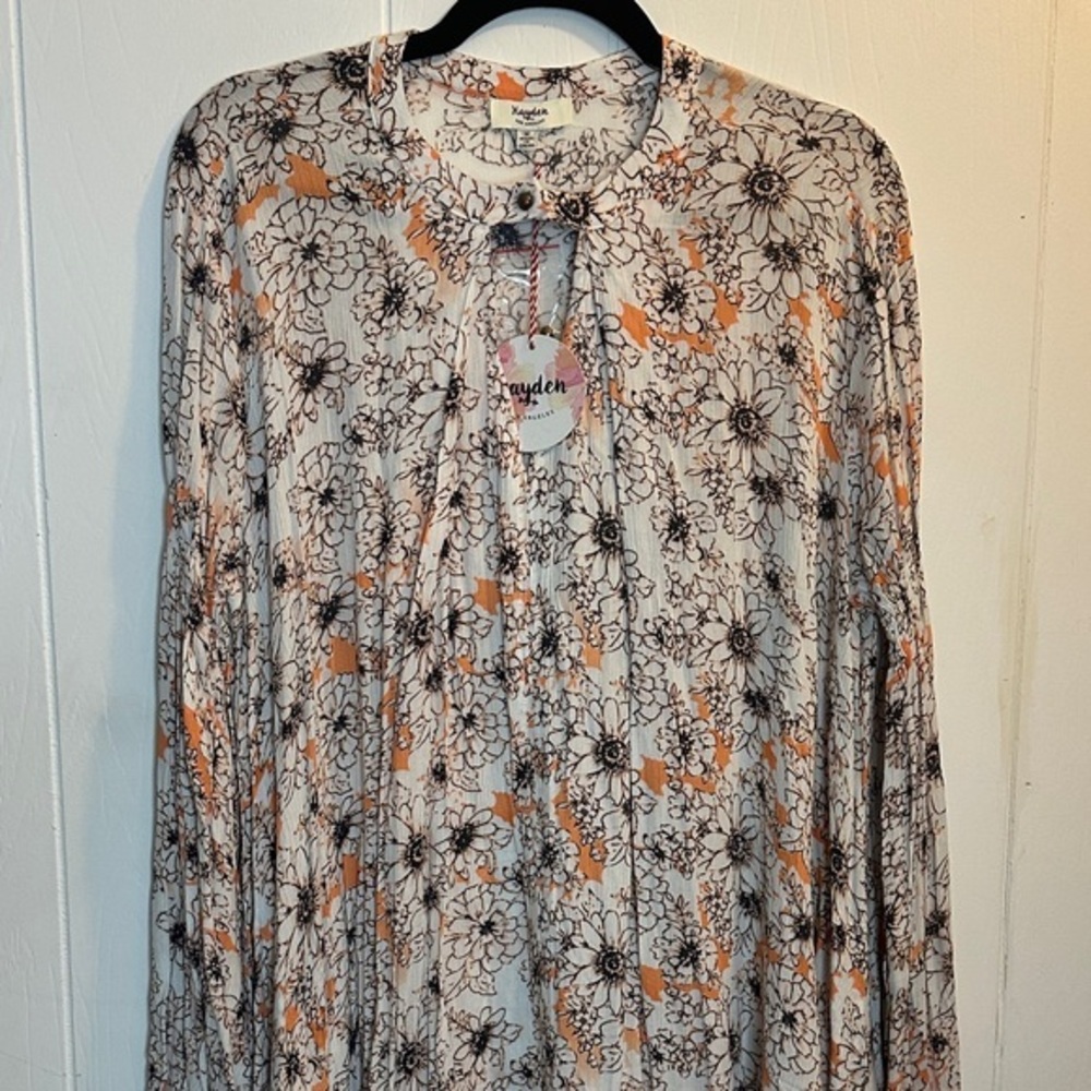Hayden Women's Long Sleeve Floral Dress - Cream, Black, Orange